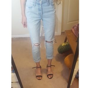 High rise vintage straight light wash jeans